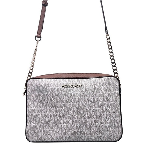 Michael Kors Handbags - MICHAEL KORS Jet Set Large EW Crossbody Bag Vanilla Brown MK Signature Gold